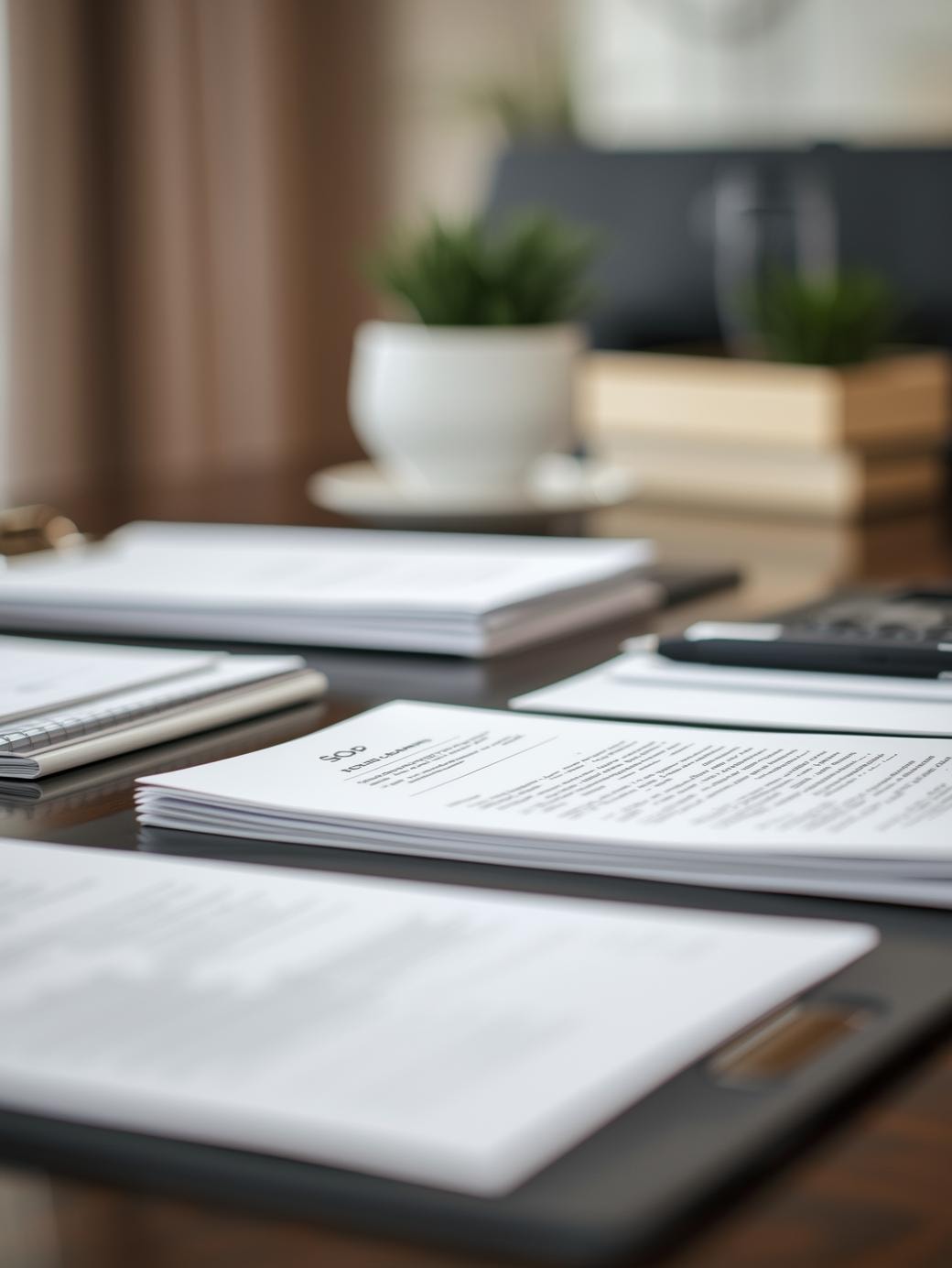 Professional workspace with documents and notes